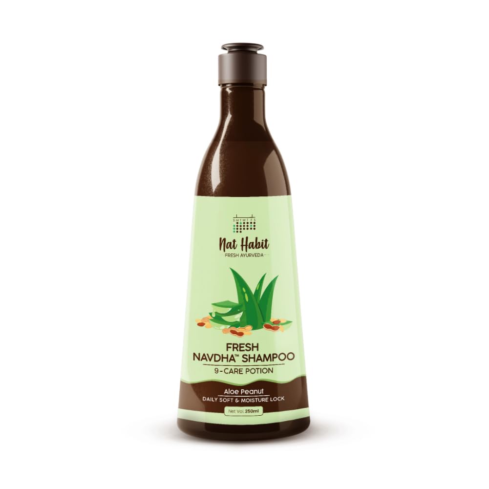 Nat Habit Sulfate-Free Natural Five Oils Hibiscus Hair Growth Shampoo, Navdha Shampoo for Women and Men (Pack of 1 X 250ml)