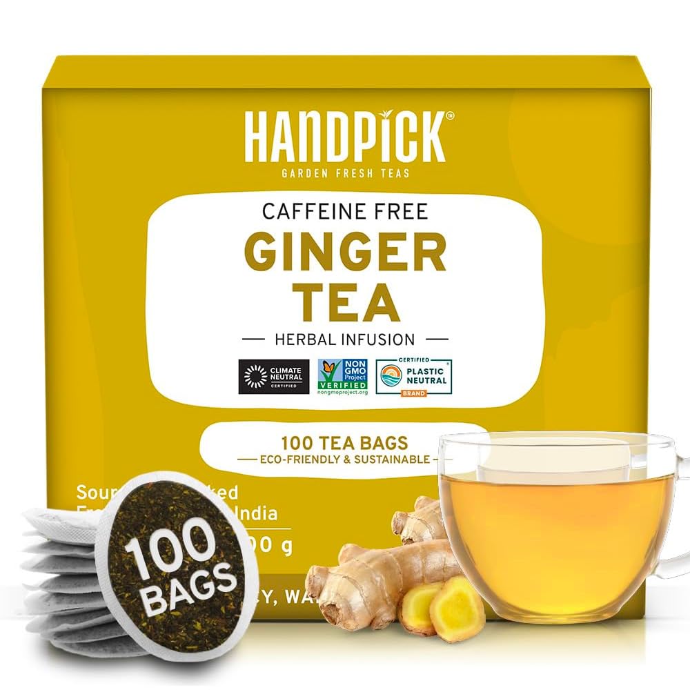 HANDPICK Honey Lemon Green Tea Bags (100 Count) All Natural Flavor | Sweet Honey & Tangy Lemon | Round & Eco-Friendly Tea Bags | Packed In Resealable Bag | Brew As Hot Or Iced Tea, 230 Gram