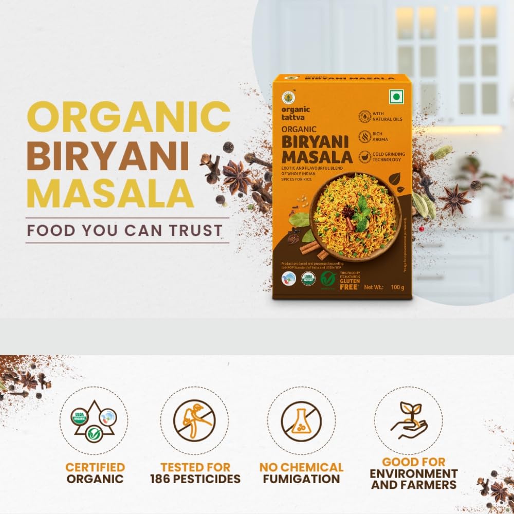 Organic Tattva, Organic Biryani Masala Powder 100 Gram | Rich in Flavour and No Artificial Additives