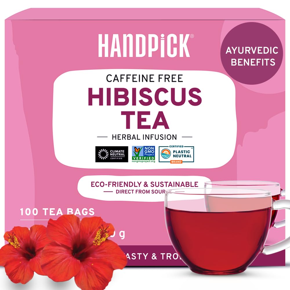 HANDPICK Honey Lemon Green Tea Bags (100 Count) All Natural Flavor | Sweet Honey & Tangy Lemon | Round & Eco-Friendly Tea Bags | Packed In Resealable Bag | Brew As Hot Or Iced Tea, 230 Gram