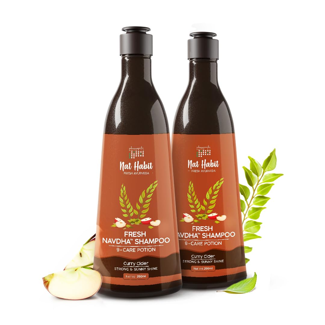 Nat Habit Sulfate-Free Natural Five Oils Hibiscus Hair Growth Shampoo, Navdha Shampoo for Women and Men (Pack of 1 X 250ml)