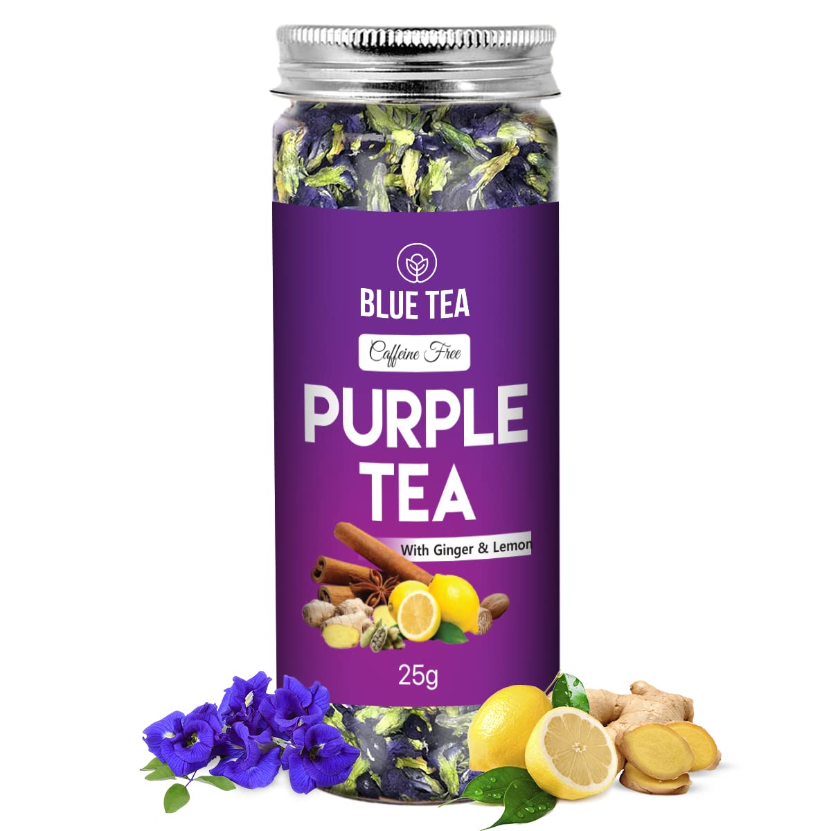 BLUE TEA - Hibiscus Tea - 50 gm (50 Cups) | SKIN GLOW ENHANCING TEA | Flower Based - Herbal Tea - Caffeine Free - Tangy Flavor - Non-GMO | Featured in Shark Tank | Pet Jar