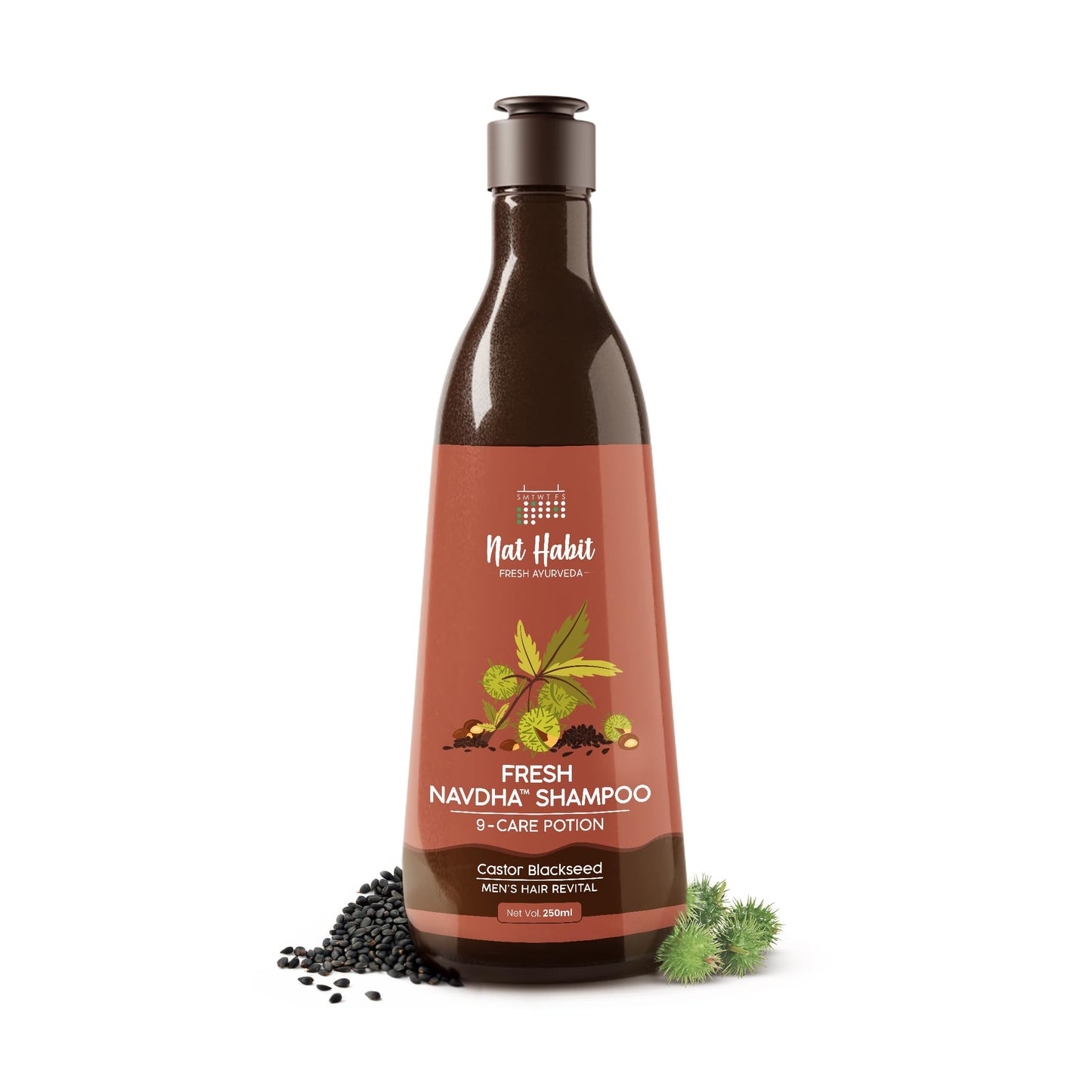 Nat Habit Sulfate-Free Natural Five Oils Hibiscus Hair Growth Shampoo, Navdha Shampoo for Women and Men (Pack of 1 X 250ml)