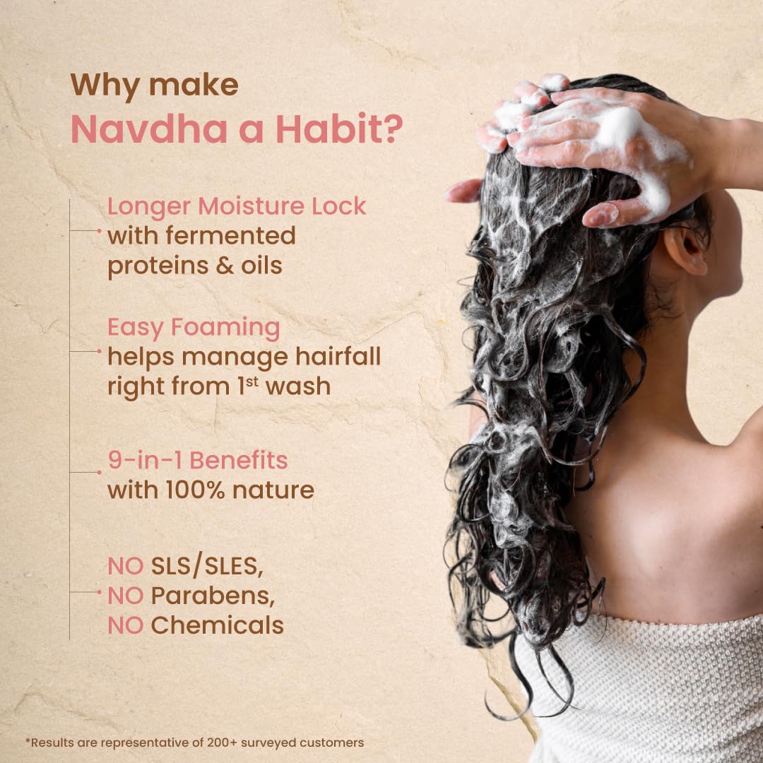 Nat Habit Sulfate-Free Natural Five Oils Hibiscus Hair Growth Shampoo, Navdha Shampoo for Women and Men (Pack of 1 X 250ml)