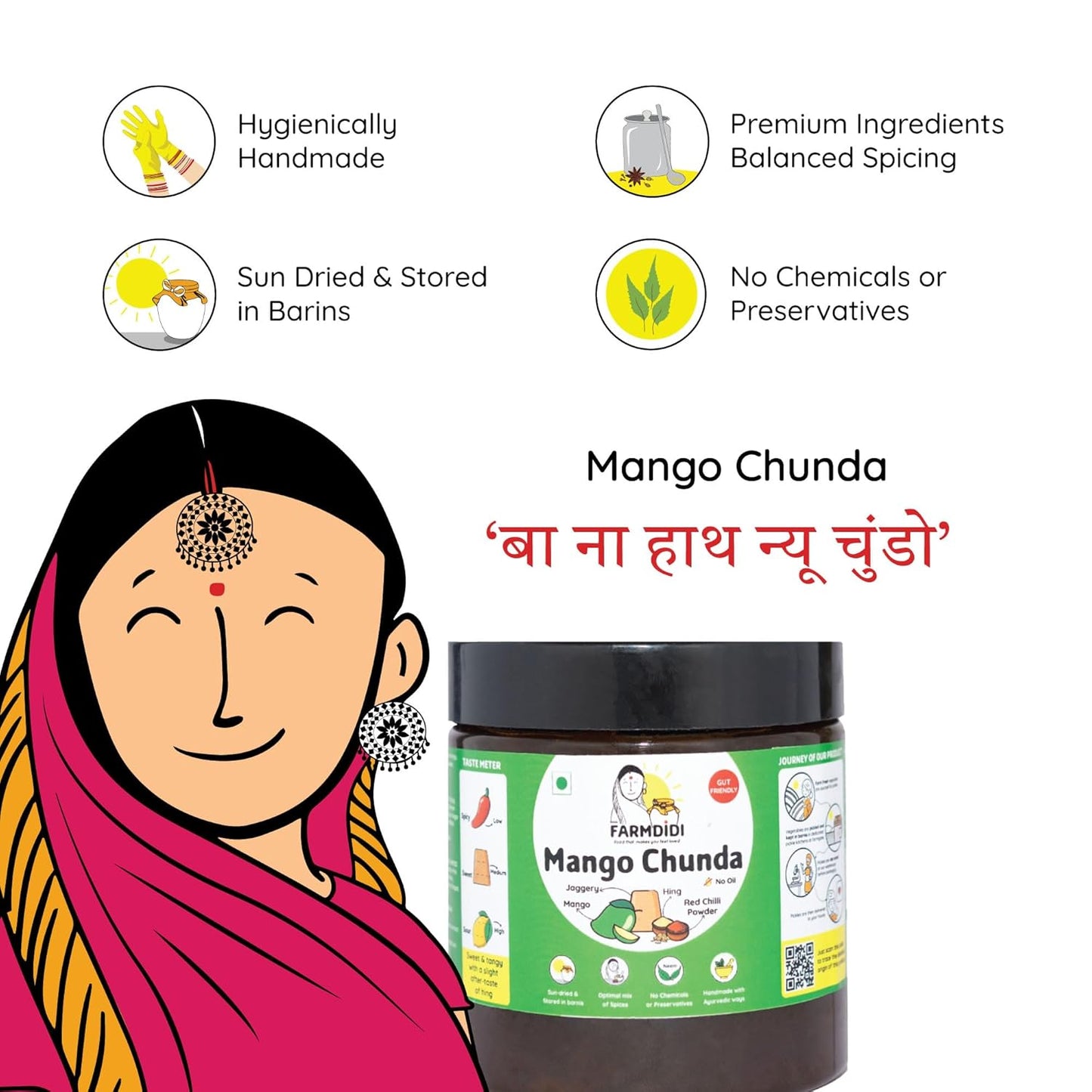 FarmDidi Mango Chunda pickle 325g | Mango Chundo | Oil free Aam ka meetha achar murabba | Grated Mango chutney | khatta meetha achaar | Preservative free pickle in fresh mango pickles homemade
