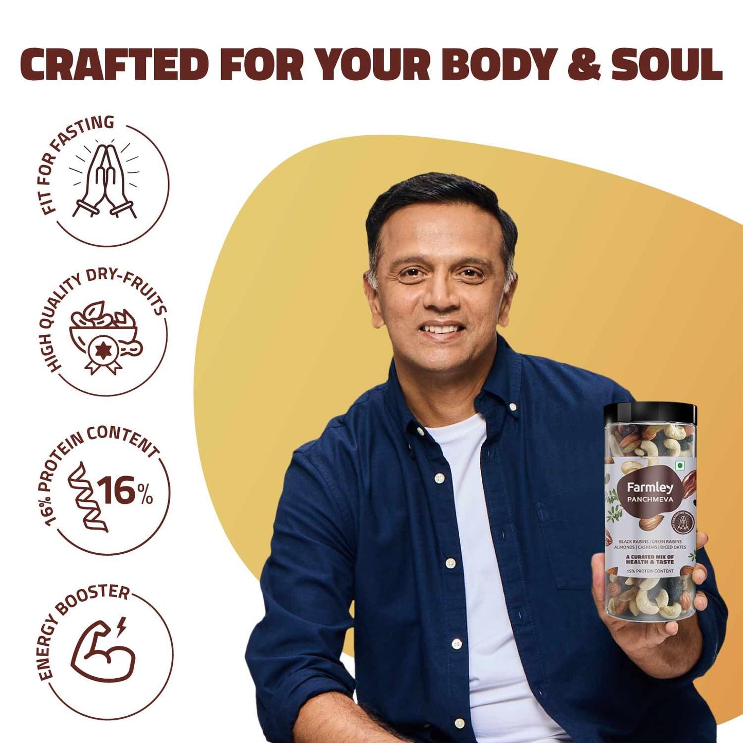Farmley Panchmeva Healthy Dry Fruits Mix 405 g, Fit for Fasting I Healthy Snacks Mixed Nuts with Dry Fruits | Almonds | Cashews | Dates | Black raisin | Green raisin, Reusable Jar