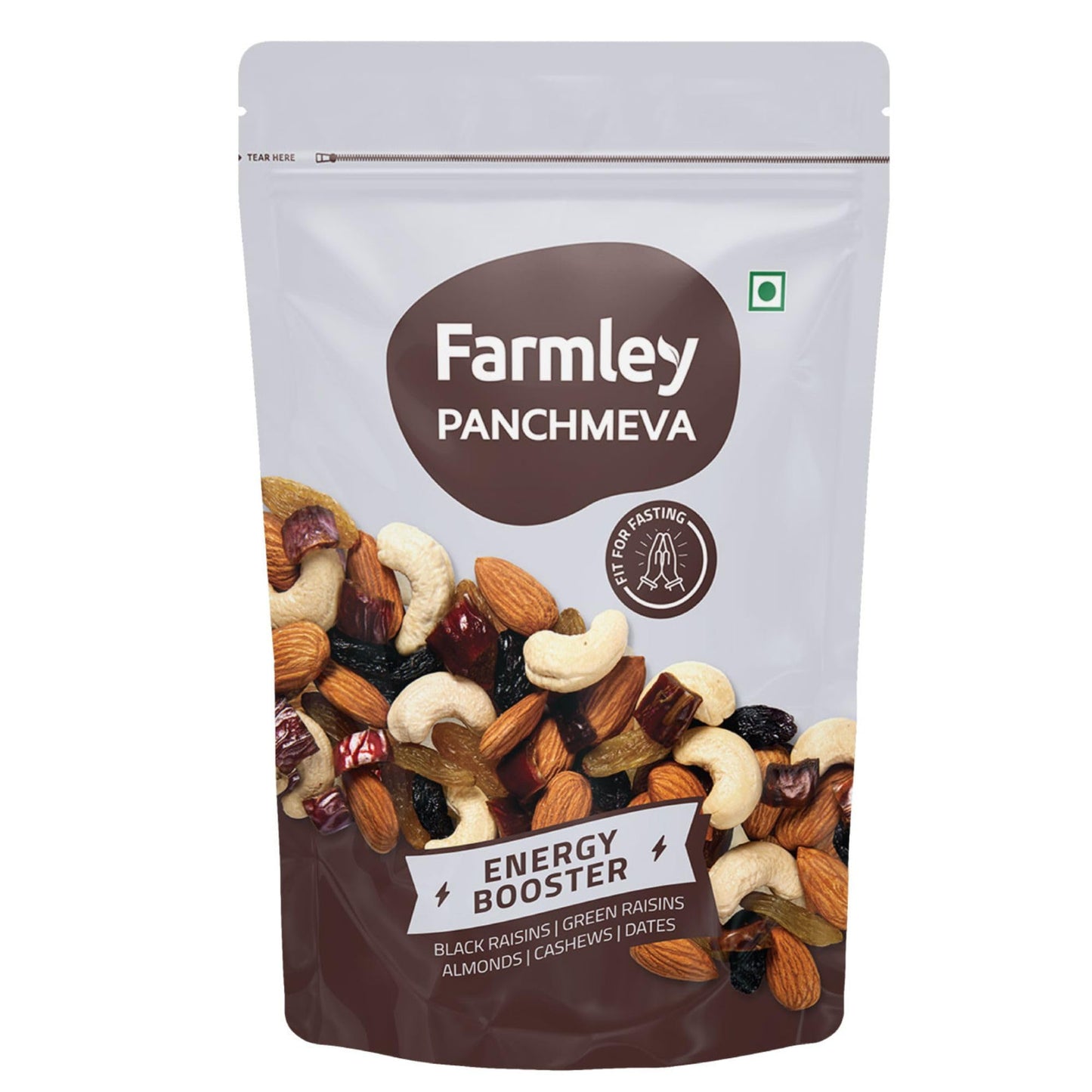 Farmley Panchmeva Healthy Dry Fruits Mix 405 g, Fit for Fasting I Healthy Snacks Mixed Nuts with Dry Fruits | Almonds | Cashews | Dates | Black raisin | Green raisin, Reusable Jar