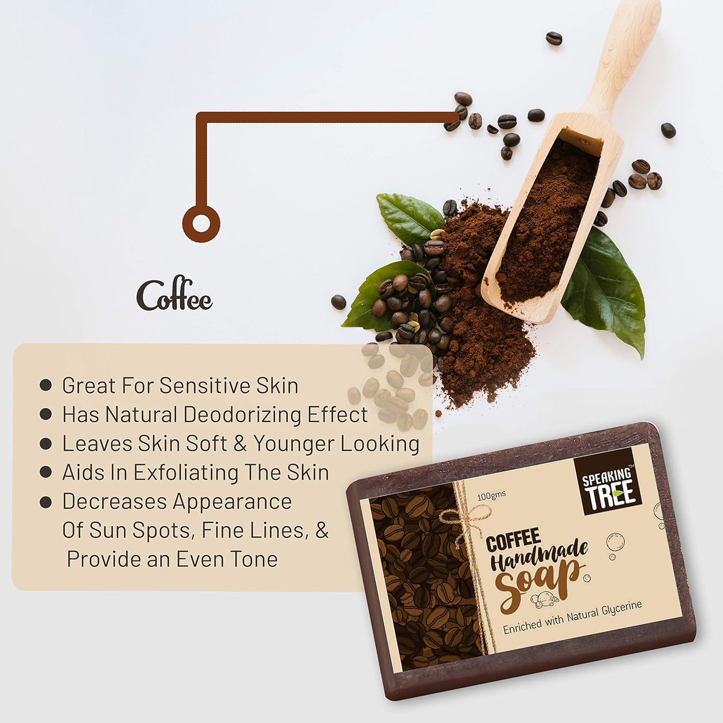 Speaking Tree Exfoliating Coffee Handmade Soap 100Gms (Pack Of 2) | Specially Formulated And Cold Processed All Natural Ingredients For Perfectly Clean Skin - Handmade With Love