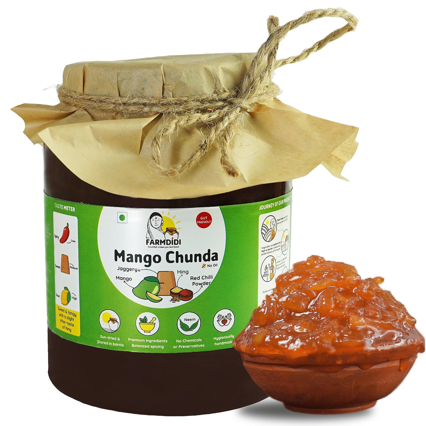 FarmDidi Mango Chunda pickle 325g | Mango Chundo | Oil free Aam ka meetha achar murabba | Grated Mango chutney | khatta meetha achaar | Preservative free pickle in fresh mango pickles homemade