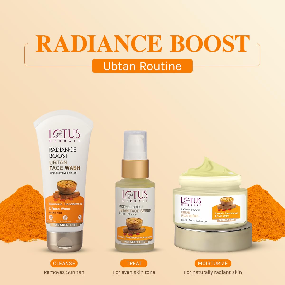 Lotus Herbals Radiance Boost Ubtan Face Serum SPF 20| Turmeric, Sandalwood and Rose Water | Glowing Skin |Reducing Dark Spots | Paraben free |Mineral Oil Free | 30ml