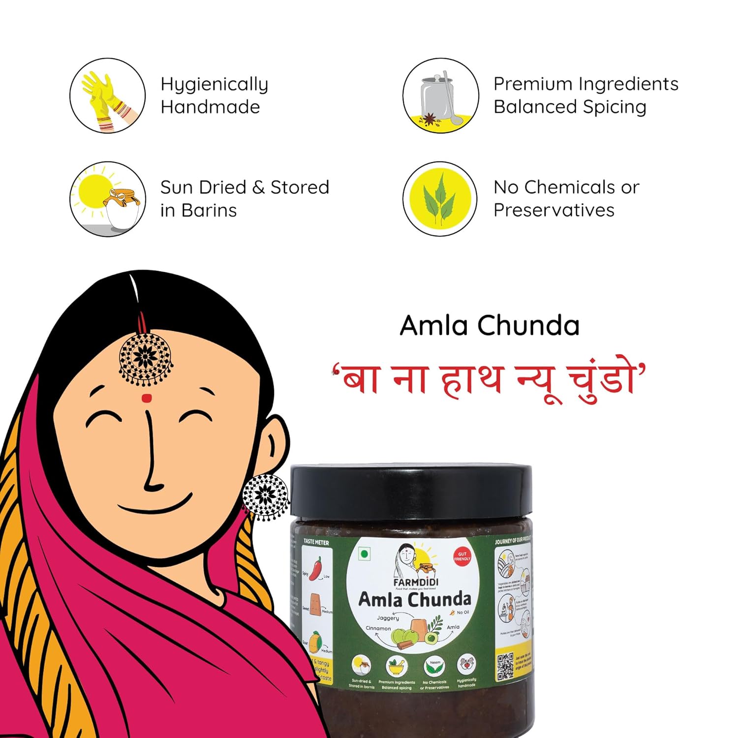 Farm Didi | Aavla Murabba with Jaggery 325G | Amla Chunda with Jaggery |Awla ka Murabba| Sweet & Tangy| Homemade |Khatta Mitha|Oil free | No preservatives| Organic |Aavle ki chutney | Amla Chutney