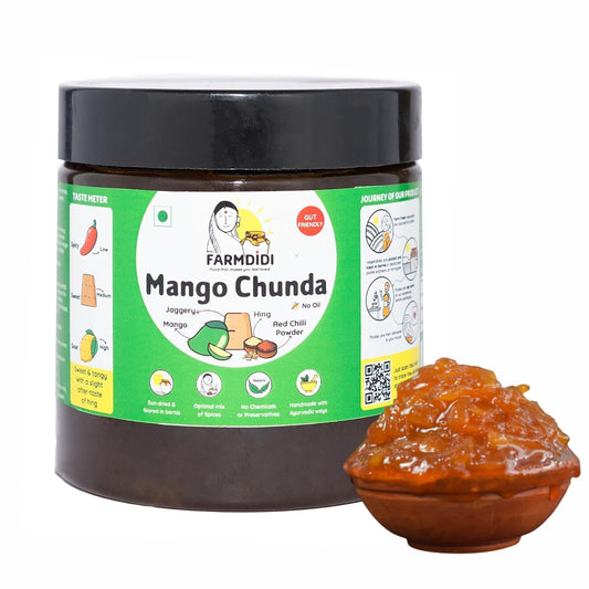 FarmDidi Mango Chunda pickle 325g | Mango Chundo | Oil free Aam ka meetha achar murabba | Grated Mango chutney | khatta meetha achaar | Preservative free pickle in fresh mango pickles homemade