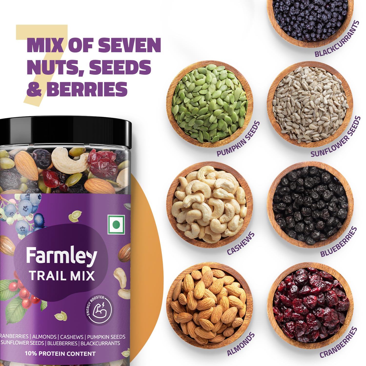 Farmley Panchmeva Healthy Dry Fruits Mix 405 g, Fit for Fasting I Healthy Snacks Mixed Nuts with Dry Fruits | Almonds | Cashews | Dates | Black raisin | Green raisin, Reusable Jar